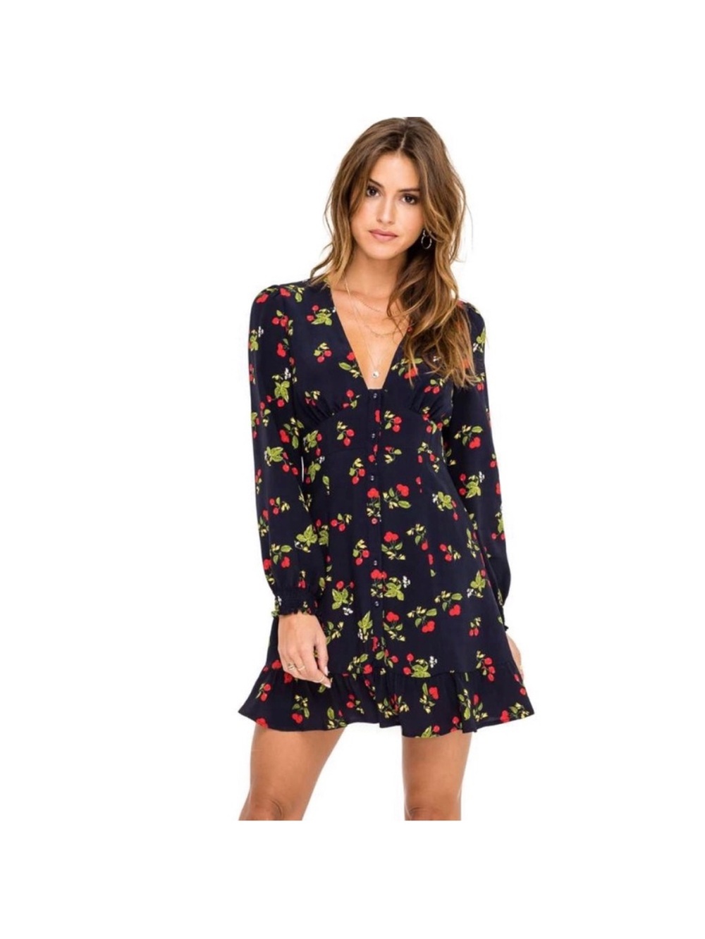 ASTR The Label Cherry Print Ruffle dress